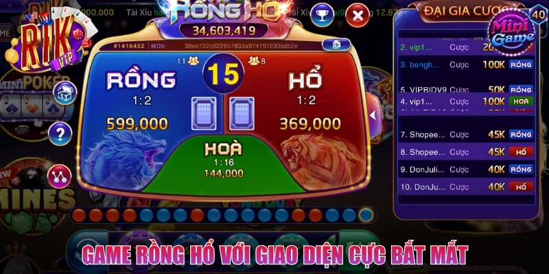 Game Rồng Hổ với giao diện cực bắt mắt