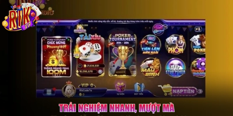 Trải nghiệm nhanh, mượt mà, tối ưu hóa khi tải app Rikvip dễ dàng